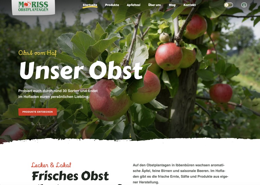 Moriss Obstplantagen Website Showcase