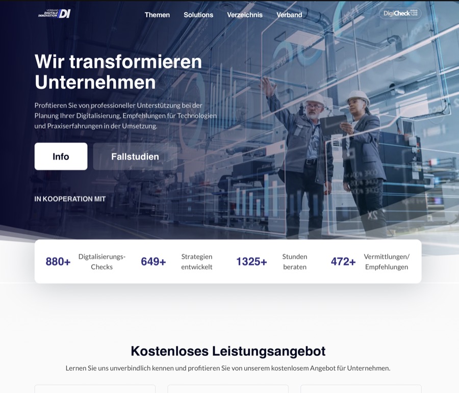 Verband Digitale Innovation Website Showcase
